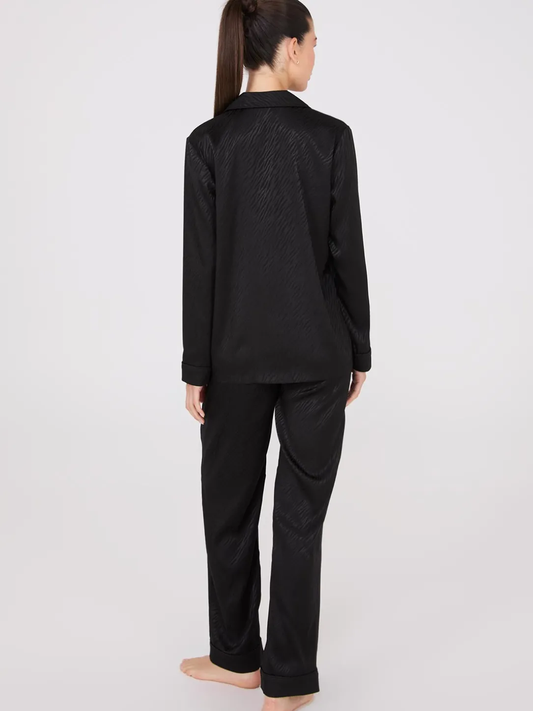 Satin Jacquard Button-Down Pajama Set