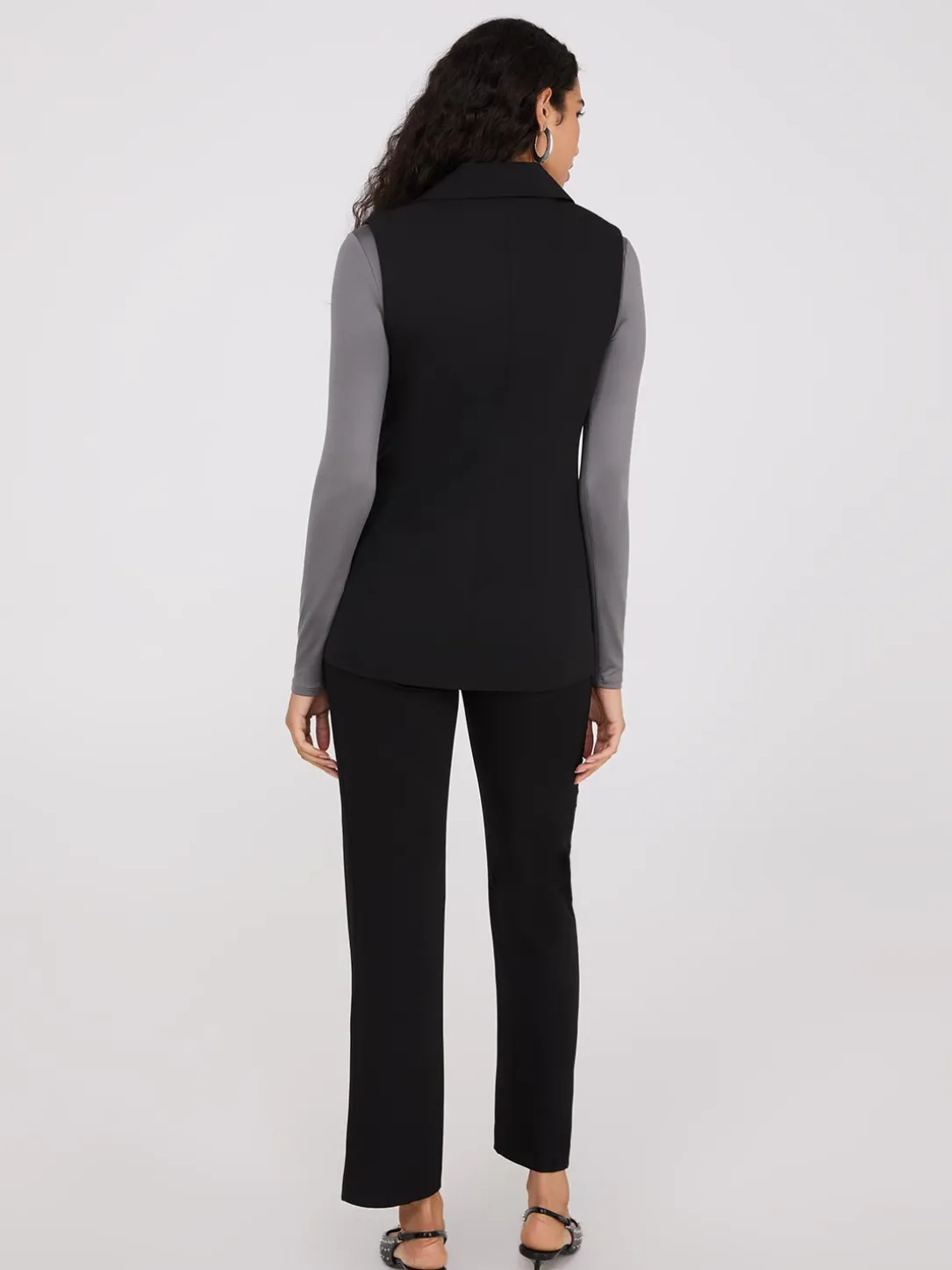 Satin Lapel Sleeveless Vest
