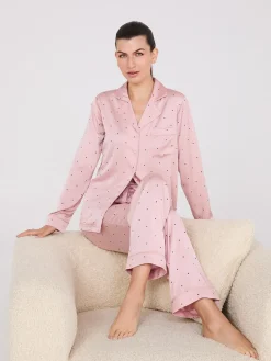 Satin Polka Dot Print Pajama Set