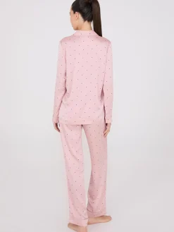 Satin Polka Dot Print Pajama Set