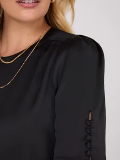 Satin Puff Sleeve Popover Top