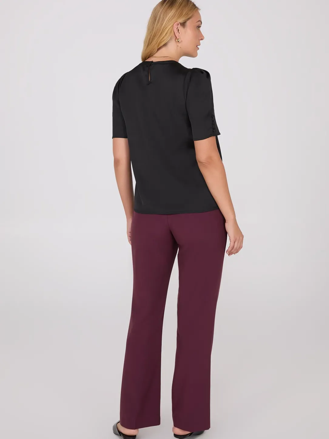 Satin Puff Sleeve Popover Top