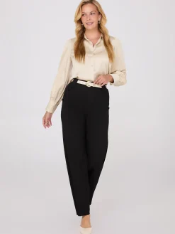 Satin Volume Sleeve Button-Front Blouse