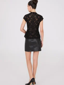 Scalloped V-Neck Peplum Top
