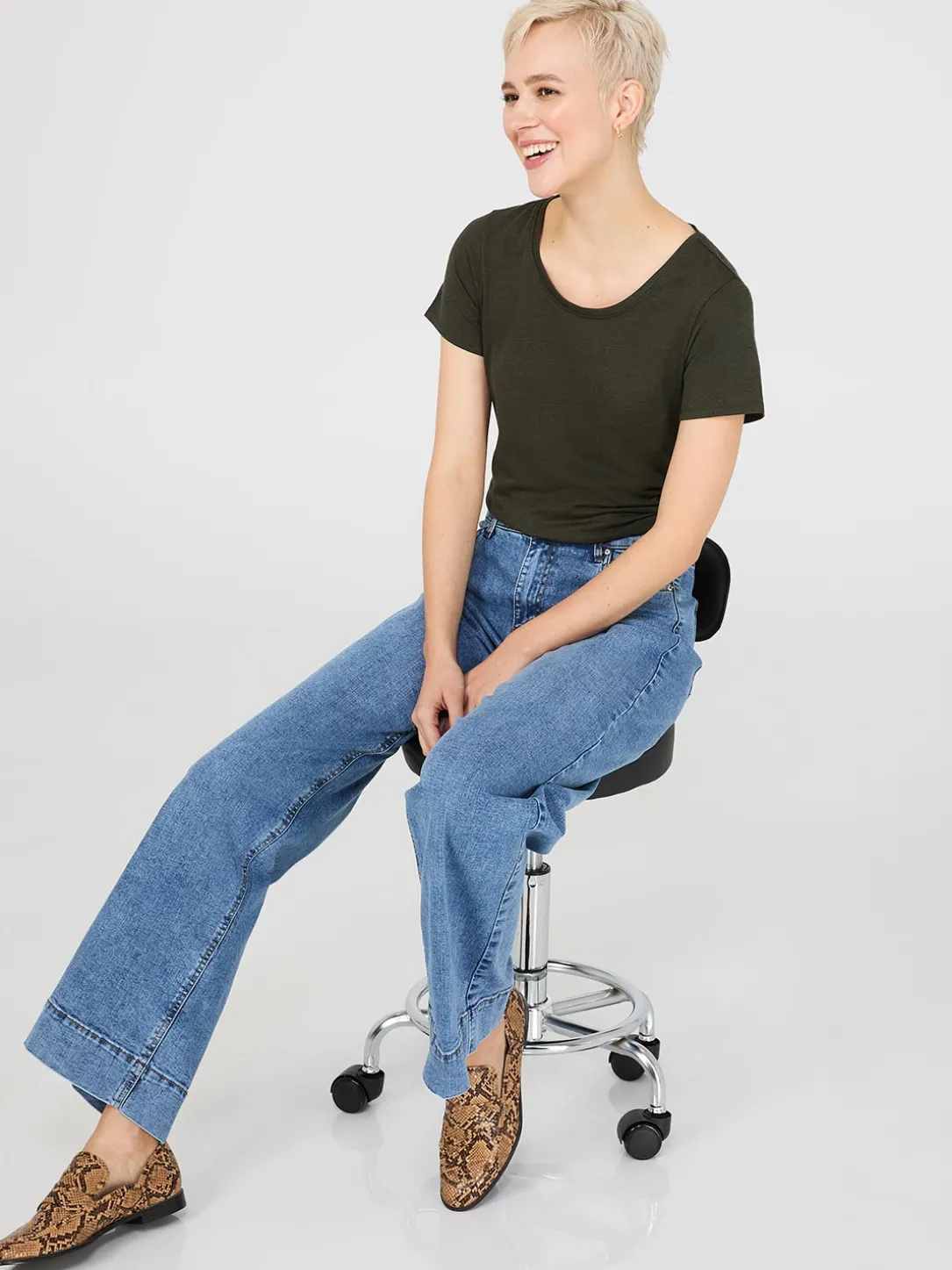 Scoop Neck Melange T-Shirt