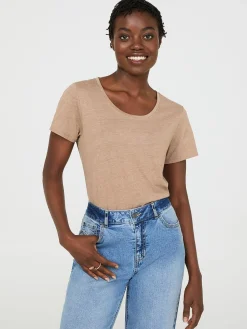 Scoop Neck Melange T-Shirt