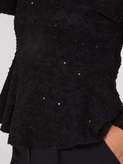 Sequin Boucle Peplum Top