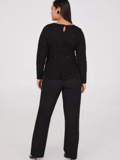Sequin Boucle Peplum Top
