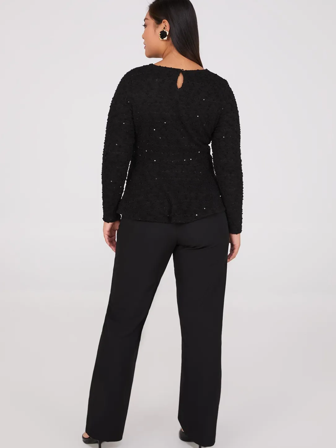 Sequin Boucle Peplum Top