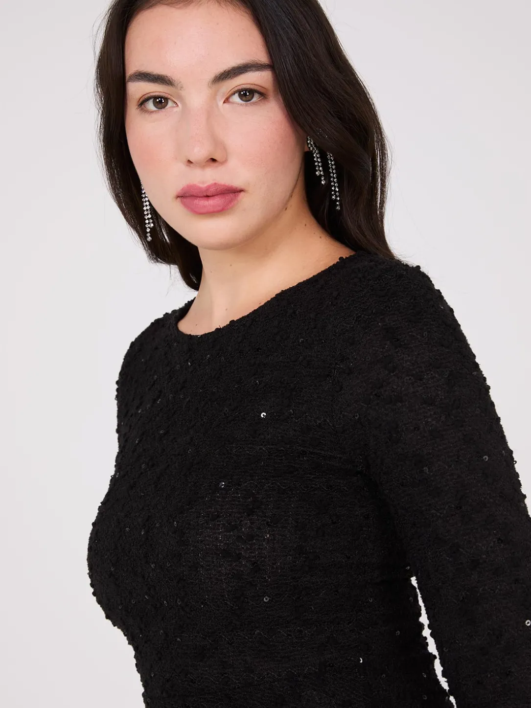 Sequin Boucle Peplum Top