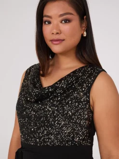 Sequin Cowl Neck Fit & Flare Dress