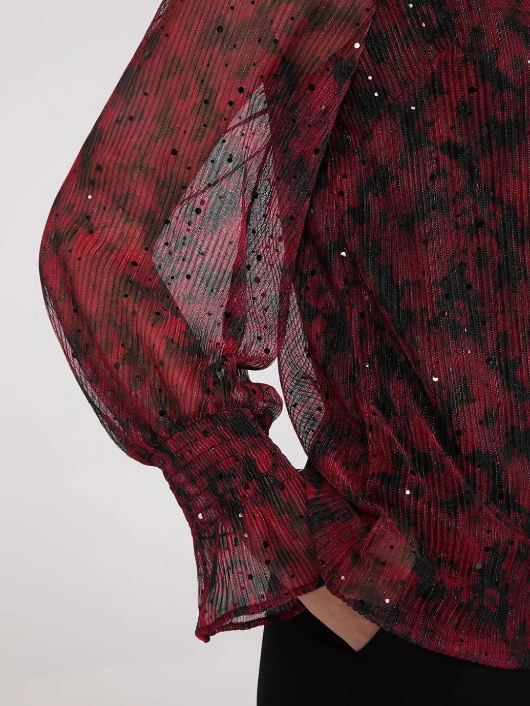 Sequin Floral Print Mesh Top