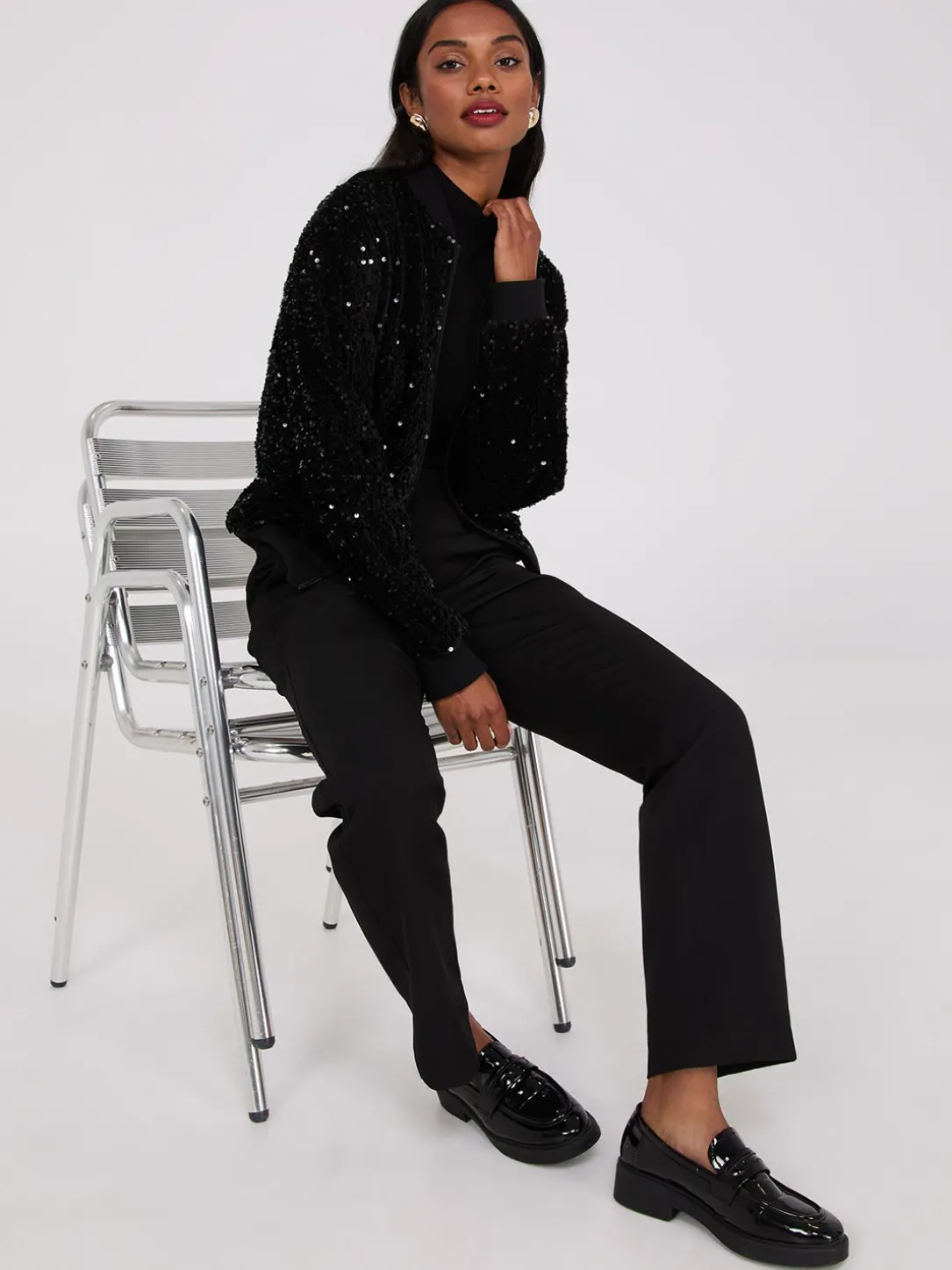 Sequin Velvet Bomber Jacket