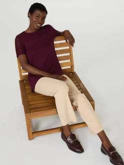 Short Crochet Sleeve Ribbed Top