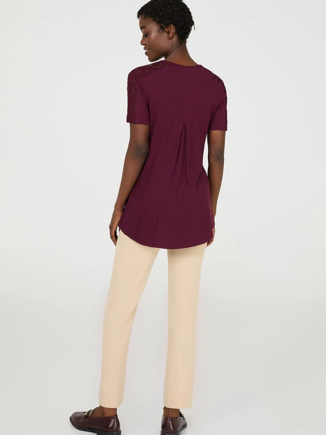 Short Crochet Sleeve Ribbed Top