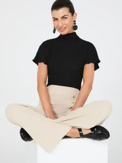 Short Dolman Sleeve Textured Mock Neck Top