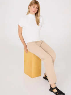 Short Dolman Sleeve Textured Mock Neck Top
