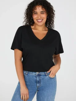 Short Dolman Sleeve V-Neck T-Shirt