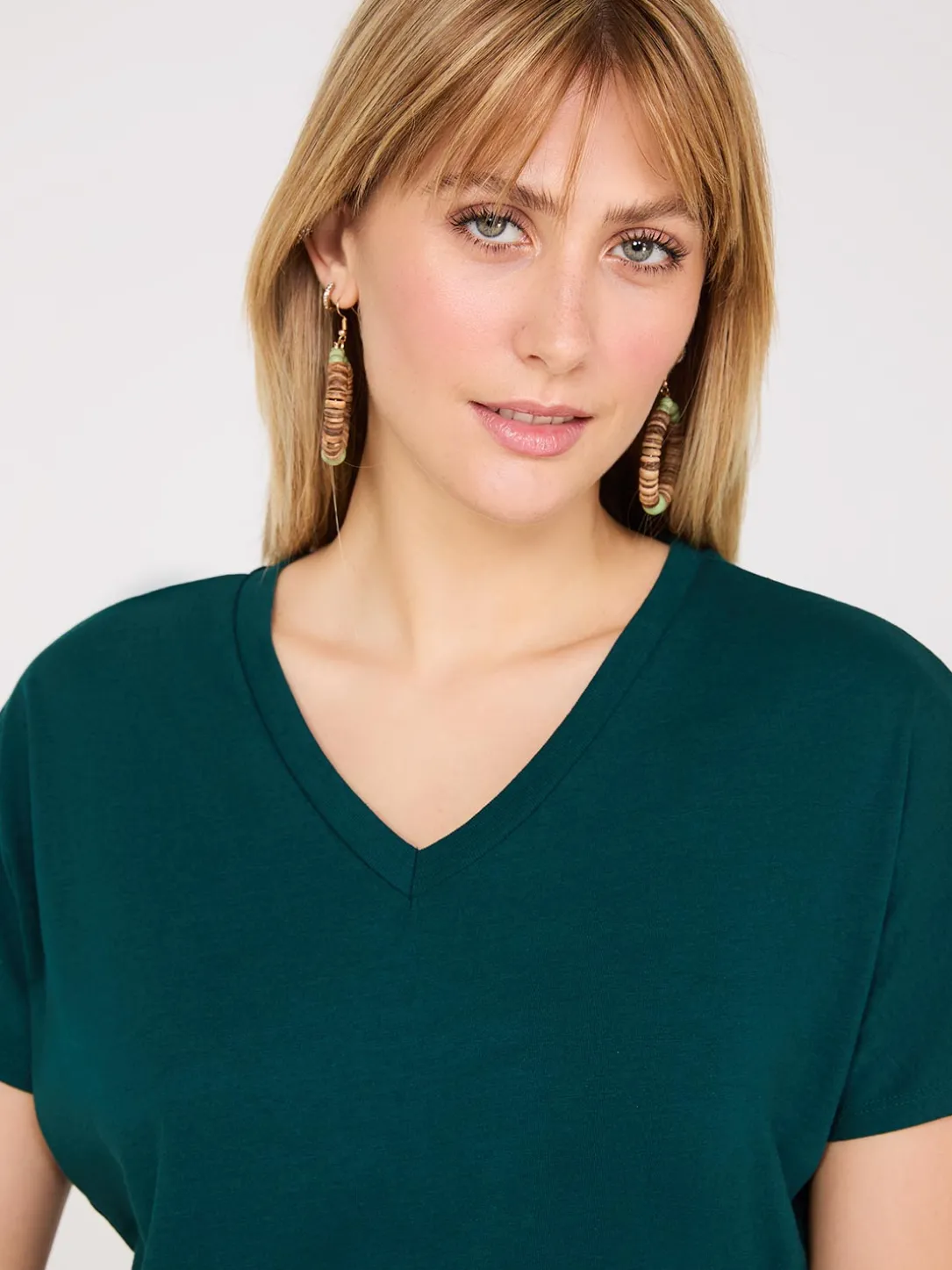 Short Dolman Sleeve V-Neck T-Shirt