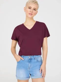 Short Dolman Sleeve V-Neck T-Shirt
