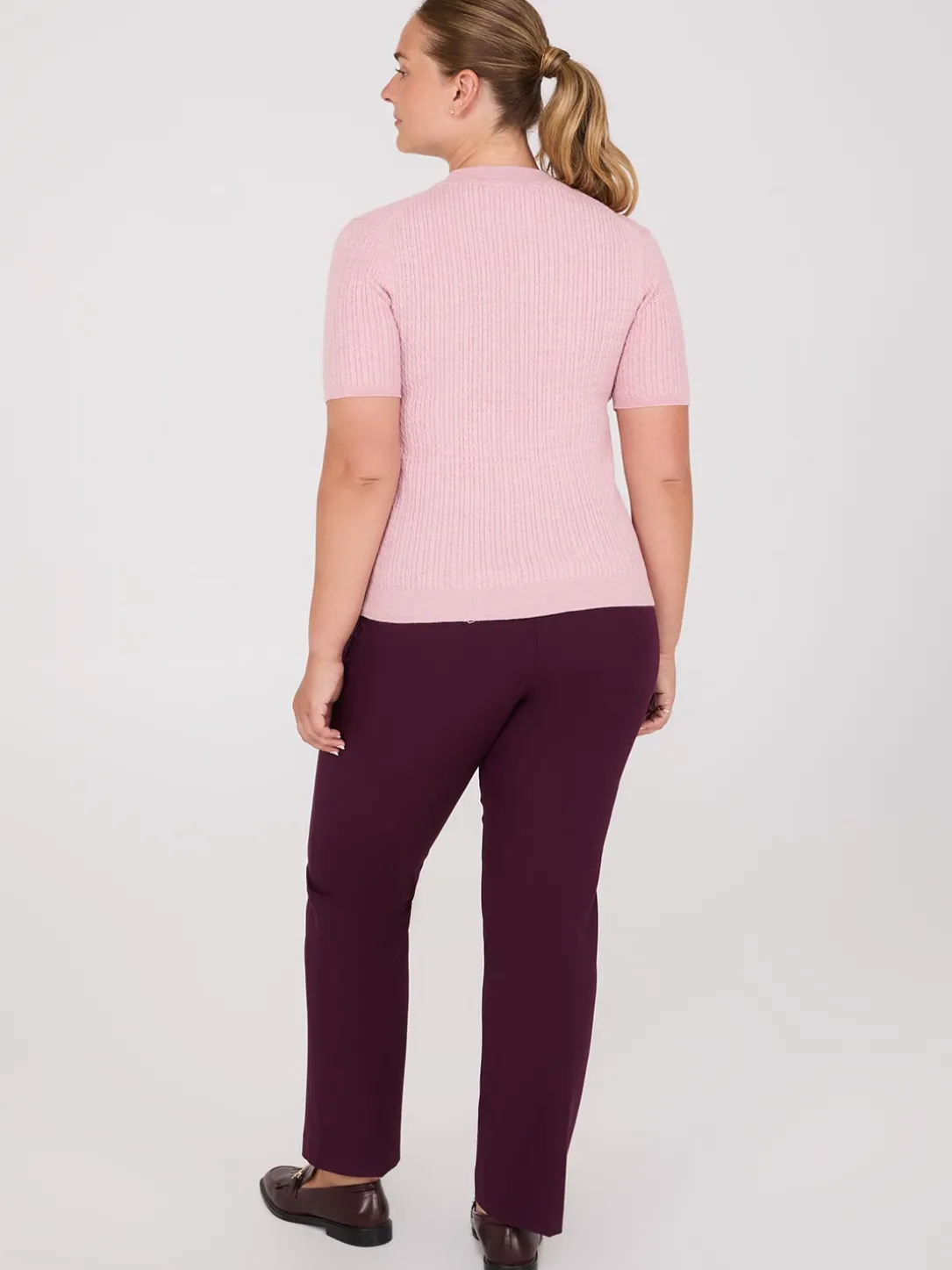 Short Sleeve Cable Knit Sweater