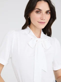 Short Sleeve Tie-Neck Top