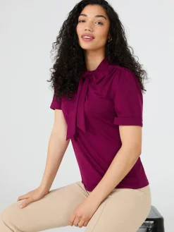 Short Sleeve Tie-Neck Top