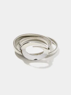 Silver Stretch Metal Toggle Buckle Belt