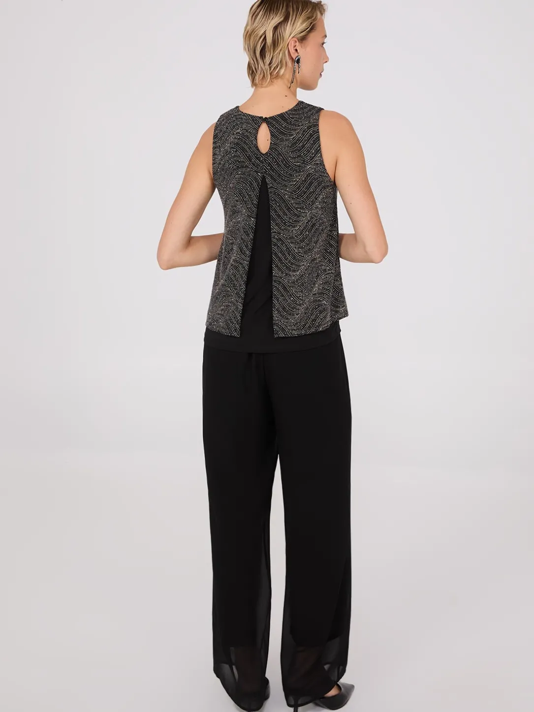 Sleeveless Abstract Glitter Top