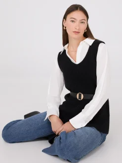 Sleeveless Belted Sweater Vest
