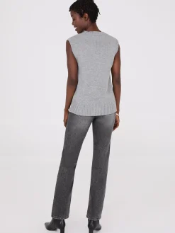 Sleeveless Button-Front Sweater Vest