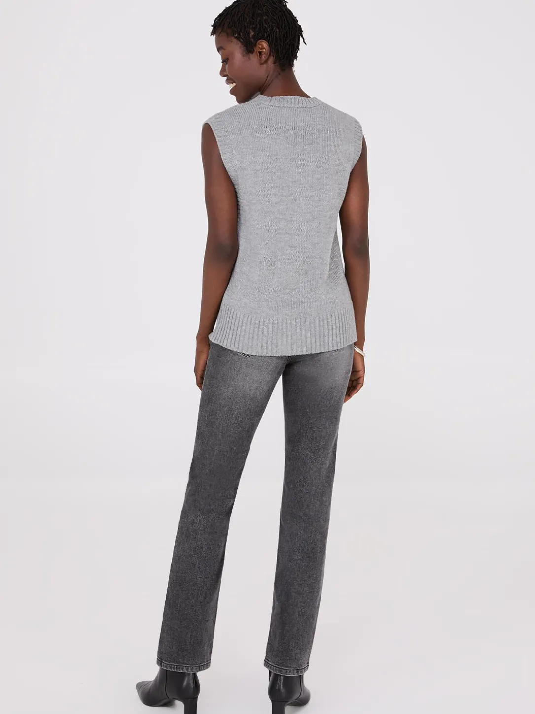 Sleeveless Button-Front Sweater Vest