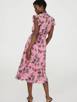 Sleeveless Floral Print Chiffon Midi Dress