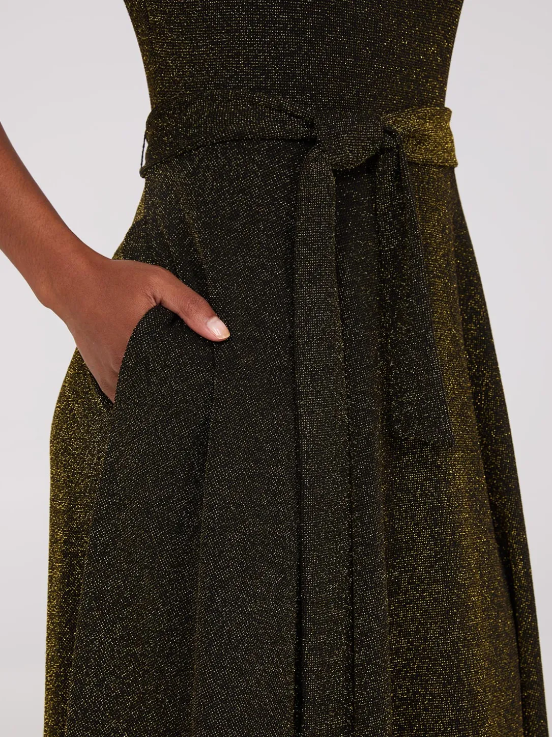 Sleeveless Glitter Mock Neck Midi Dress