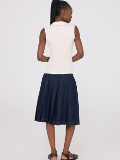 Sleeveless Johnny Collar Ribbed Top
