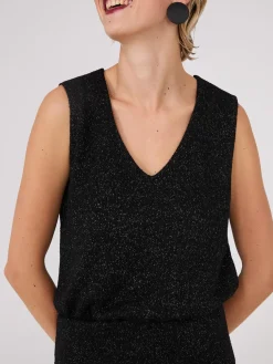 Sleeveless Metallic V-Neck Top