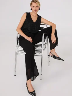 Sleeveless Metallic V-Neck Top