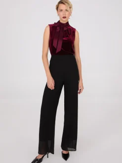Sleeveless Mock Neck Velvet Top