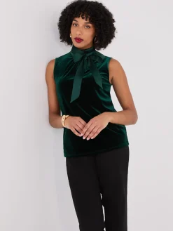 Sleeveless Mock Neck Velvet Top