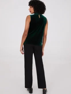 Sleeveless Mock Neck Velvet Top