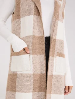 Sleeveless Plaid Collared Duster