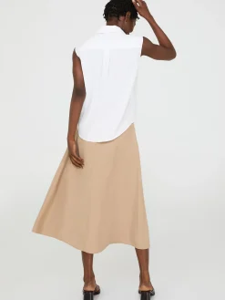 Sleeveless Tencel Button-Front Blouse