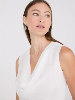 Sleeveless Textured Cowl Neck Top