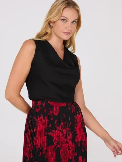 Sleeveless Textured Cowl Neck Top