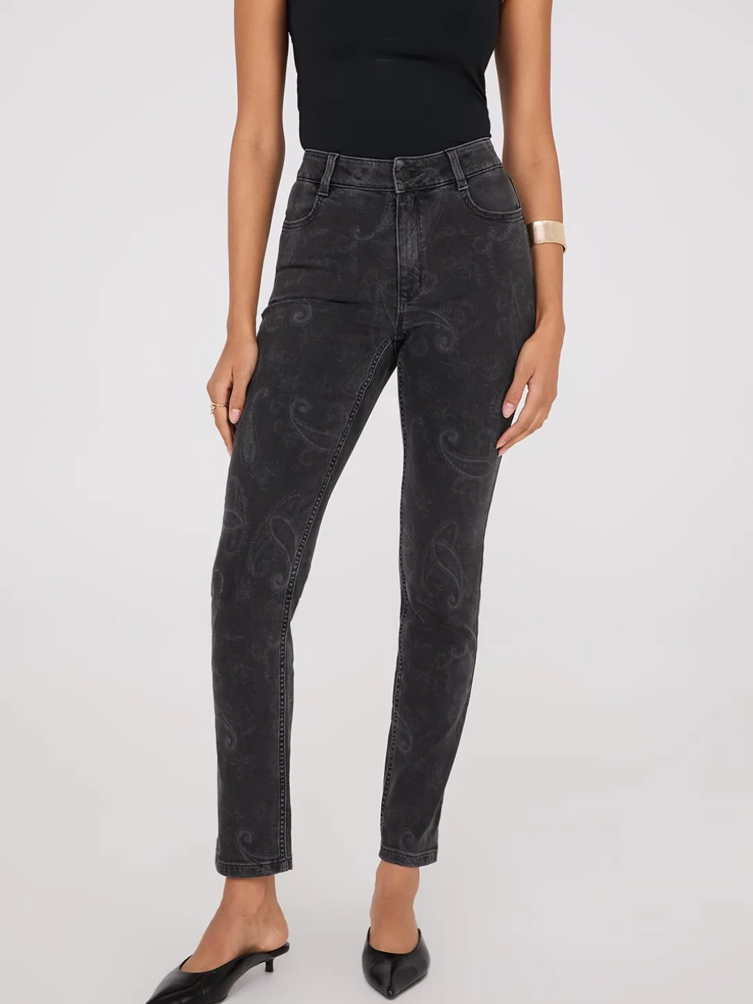 Slim Leg Paisley Jeans