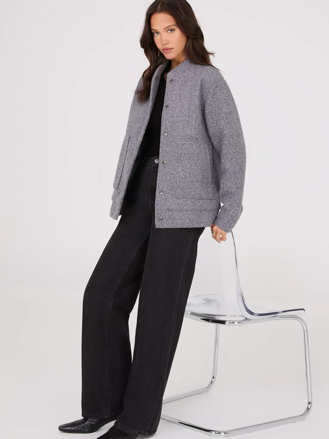 Snap Front Bomber Jacket