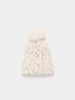 Speckled Knit Hat With Pom Pom