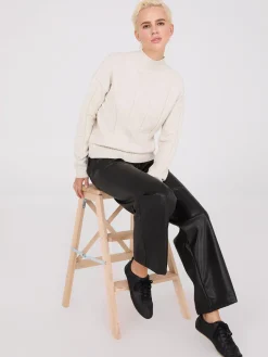 Square Pattern Mock Neck Sweater