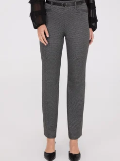 Straight Leg Bootcut Pants With Faux Leather Belt
