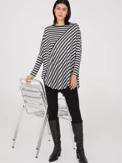 Striped Batwing High-Low Top
